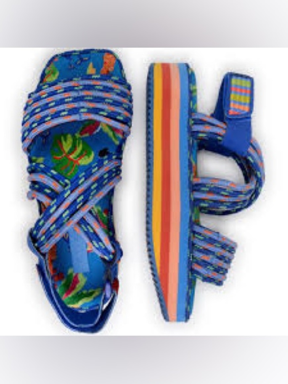 FARM RIO Women's Blue Macaw Platform Sandals size US 8 EU 39